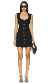 Frame Seamed Scoop-neck Denim Mini Dress In 黑色