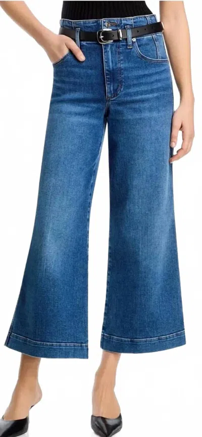 Frame Seamed Wide Crop Trouser In Denim Blue In Multi
