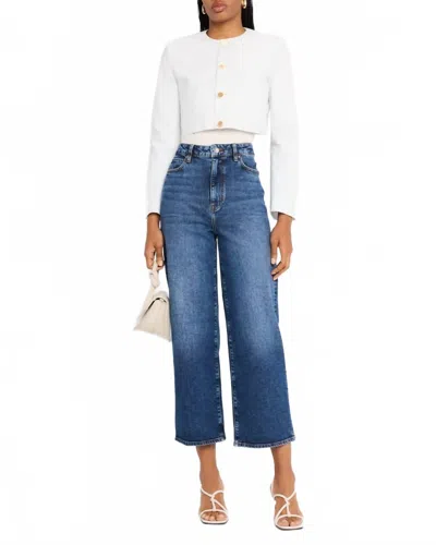 Frame Seersucker Cropped Jacket In Color: Light Chambray Multi