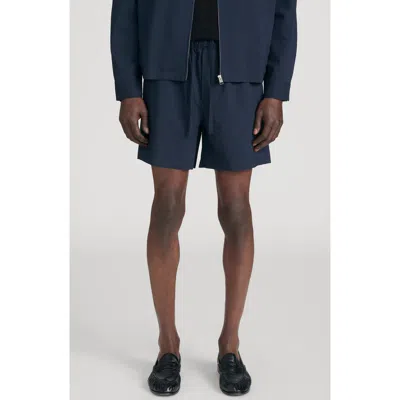 Frame Seersucker Drawstring Shorts In Blue
