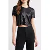 Frame The Sequin Flutter Top In Black