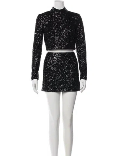 Pre-owned Frame Sequin Embellishments Skirt Set In Black
