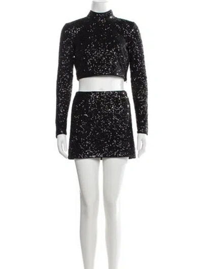 Pre-owned Frame Sequin Embellishments Skirt Set W/ Tags In Black