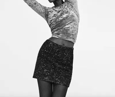 Frame Sequin Mini Skirt In Black