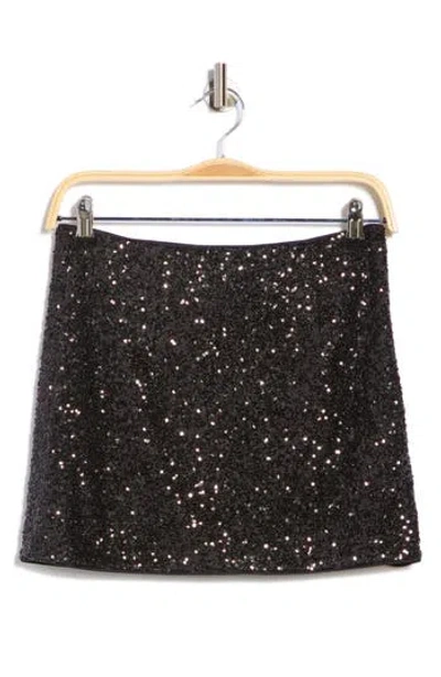 Frame Sequin Miniskirt In Black
