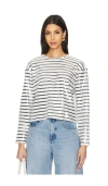 Frame Sequin-embellished Striped T-shirt In 海蓝底碎花