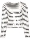 Frame Sequin-embellished Striped T-shirt In White