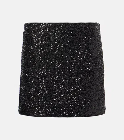 Frame Sequined Miniskirt In Black