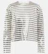 Frame Stripe Long-sleeve Sequined Top In White