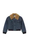 Frame The Aviator Shearling-trimmed Denim Jacket In Blue