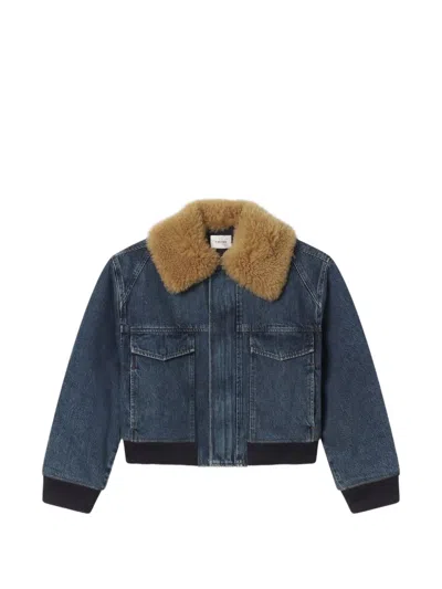 Frame Shearling-collar Jacket In Blue