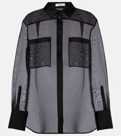 Frame Sheer Silk Organza Shirt In Black