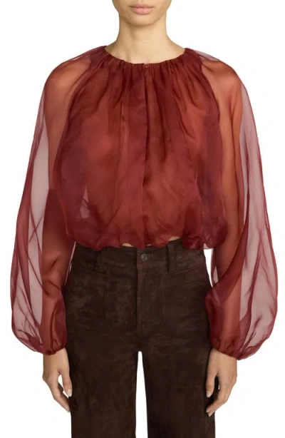 Frame Sheer Silk Top In Paprika