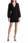 Frame Crepe De Chine Blazer Minidress In Black