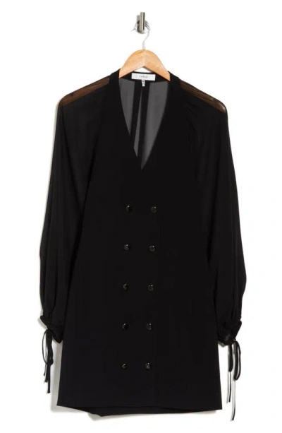 Frame Sheer Sleeve Blazer Dress In Black