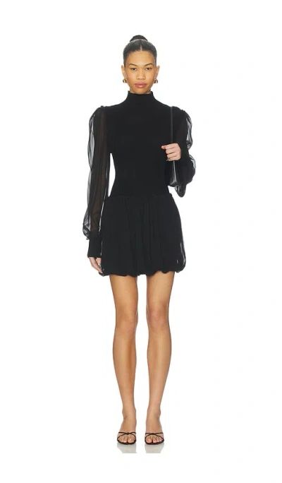 Frame Sheer Sleeve Dress In Brown