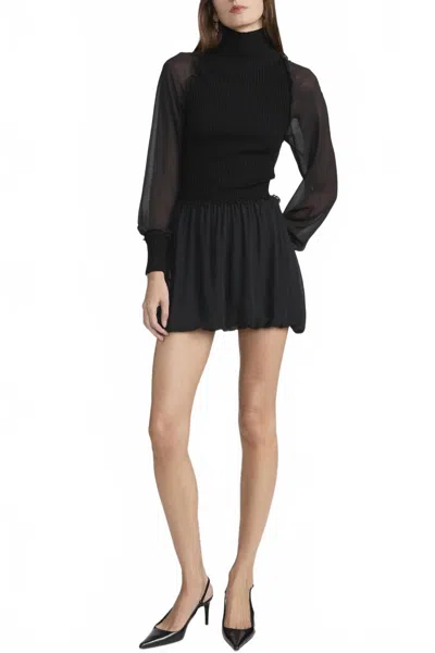 Frame Sheer Sleeve Dress In Black