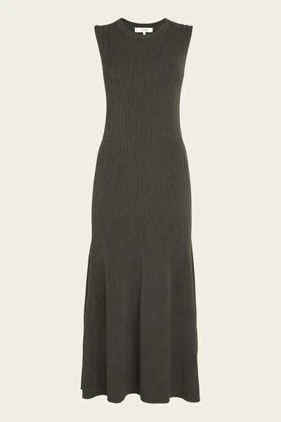FRAME SHINY RIB SWEATER DRESS IN WILLOW GREEN