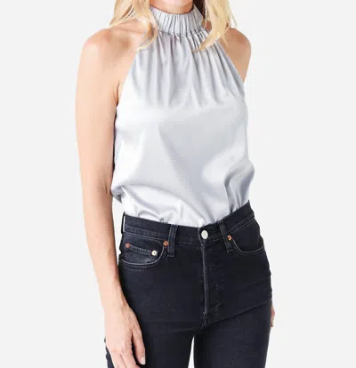 Frame Shirred Halter Top In Silver