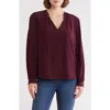 Frame Shirred Long Sleeve Silk Top