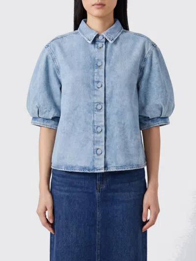 Frame Womens Puffin The Billow Sleeve Denim Shirt In Blue