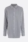 Frame The Oversized Pocket Striped Cotton And Silk-blend Shirt In Blanc Multi
