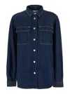Frame The Trapunto Denim Overshirt In Blue