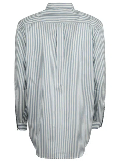 Frame Femme Pocket Silk Striped Shirt In Blu