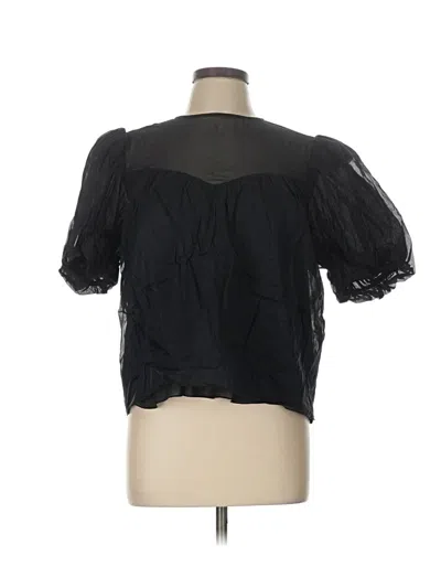 Pre-owned Frame Short Sleeve Blouse In Black