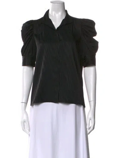 Pre-owned Frame Short Sleeve Blouse In Black