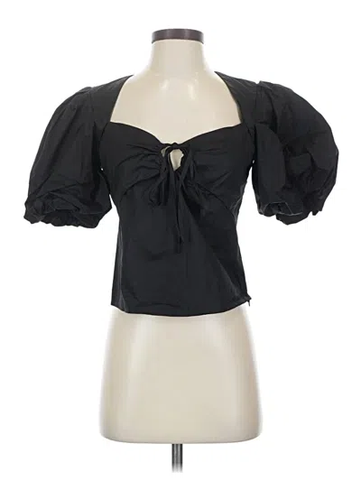 Pre-owned Frame Short Sleeve Blouse In Black