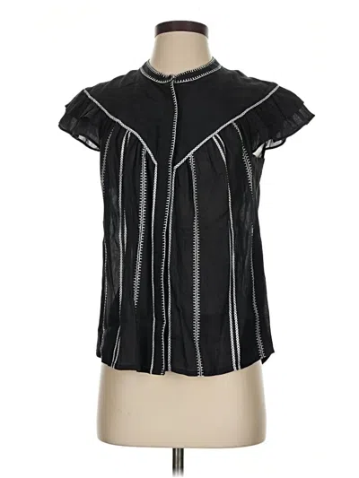 Pre-owned Frame Short Sleeve Blouse In Black