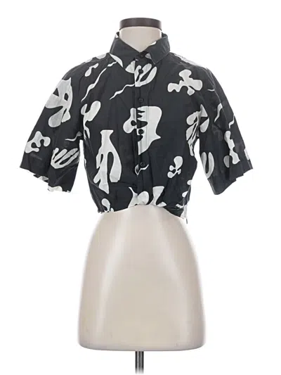 Pre-owned Frame Short Sleeve Blouse In Black