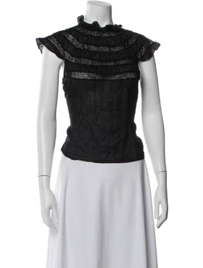Pre-owned Frame Short Sleeve Blouse In Black