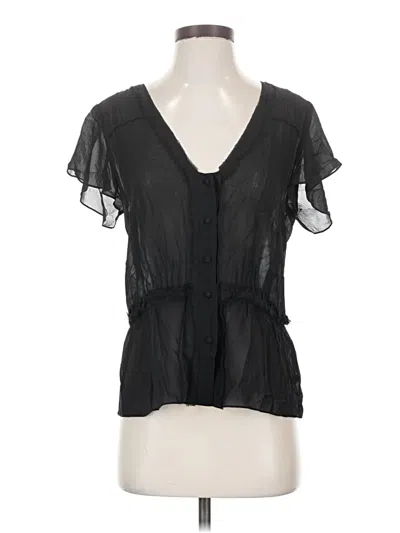 Pre-owned Frame Short Sleeve Blouse In Black