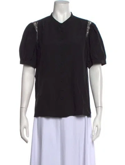 Pre-owned Frame Short Sleeve Blouse In Black