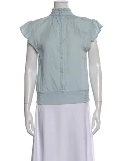 Pre-owned Frame Short Sleeve Blouse In Blue