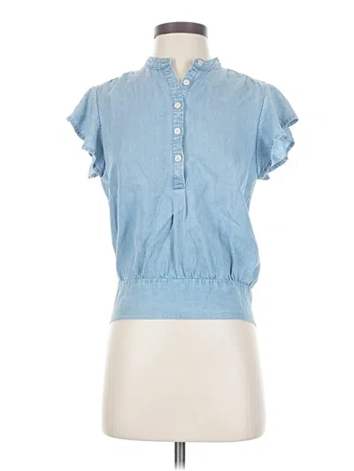 Pre-owned Frame Short Sleeve Blouse In Blue