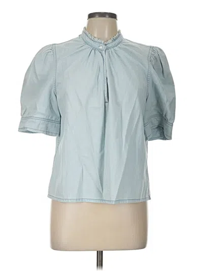 Pre-owned Frame Short Sleeve Blouse In Blue