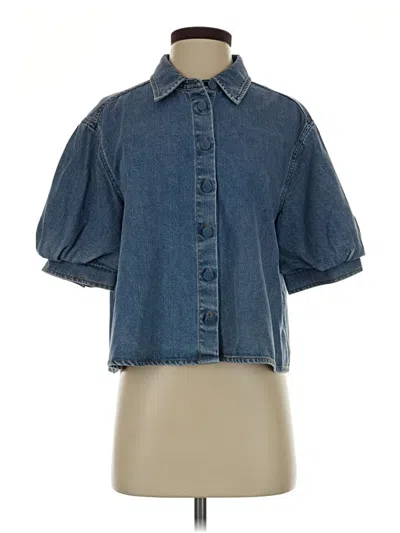 Pre-owned Frame Short Sleeve Blouse In Blue