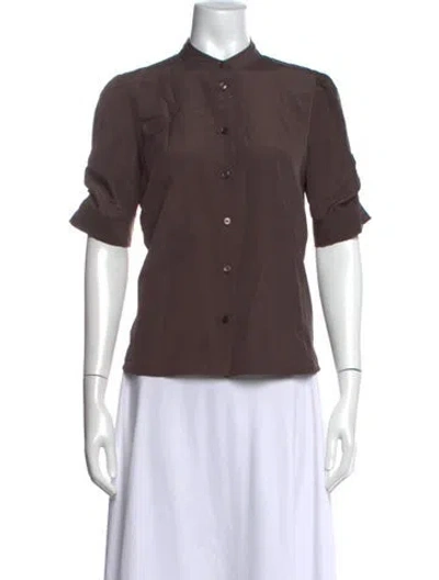 Pre-owned Frame Short Sleeve Blouse In Brown