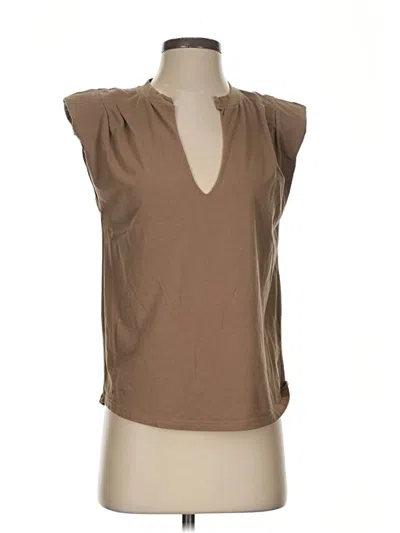 Pre-owned Frame Short Sleeve Blouse In Brown