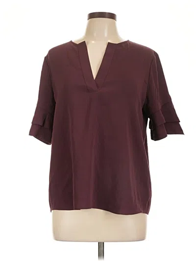 Pre-owned Frame Short Sleeve Blouse In Burgundy