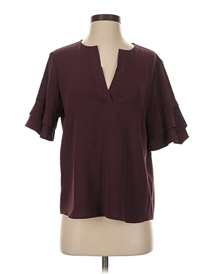 Pre-owned Frame Short Sleeve Blouse In Burgundy