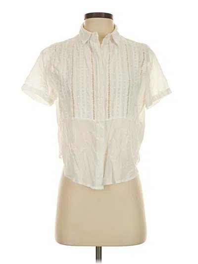 Pre-owned Frame Short Sleeve Blouse In Ivory