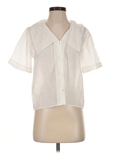 Pre-owned Frame Short Sleeve Blouse In Ivory