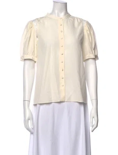 Pre-owned Frame Short Sleeve Blouse In Neutral