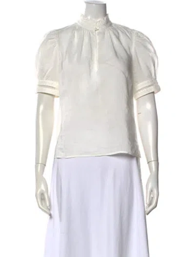 Pre-owned Frame Short Sleeve Blouse In Neutral