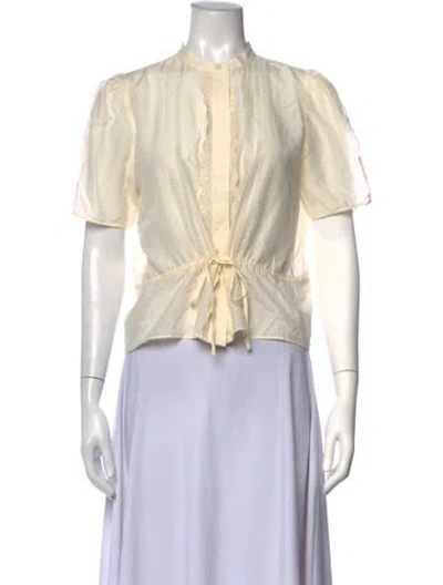 Pre-owned Frame Short Sleeve Blouse In Neutrals