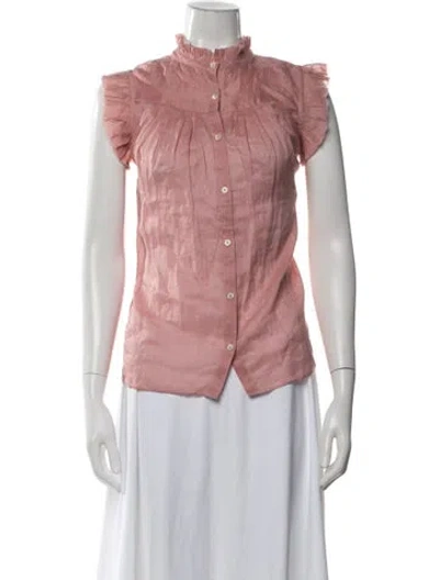 Pre-owned Frame Short Sleeve Blouse In Pink